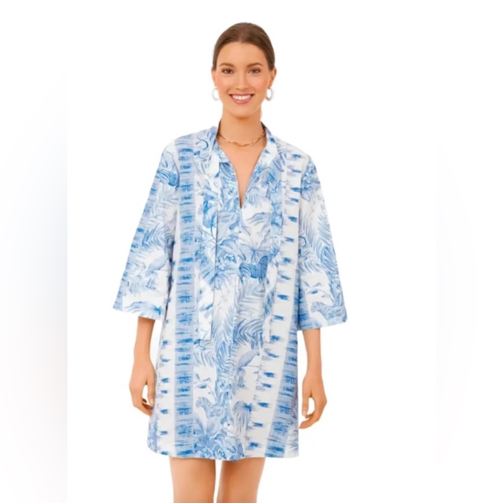 Tuckernuck Safari Toile Dress. Size Extra Small. XS. Blue white print. - Picture 3 of 5